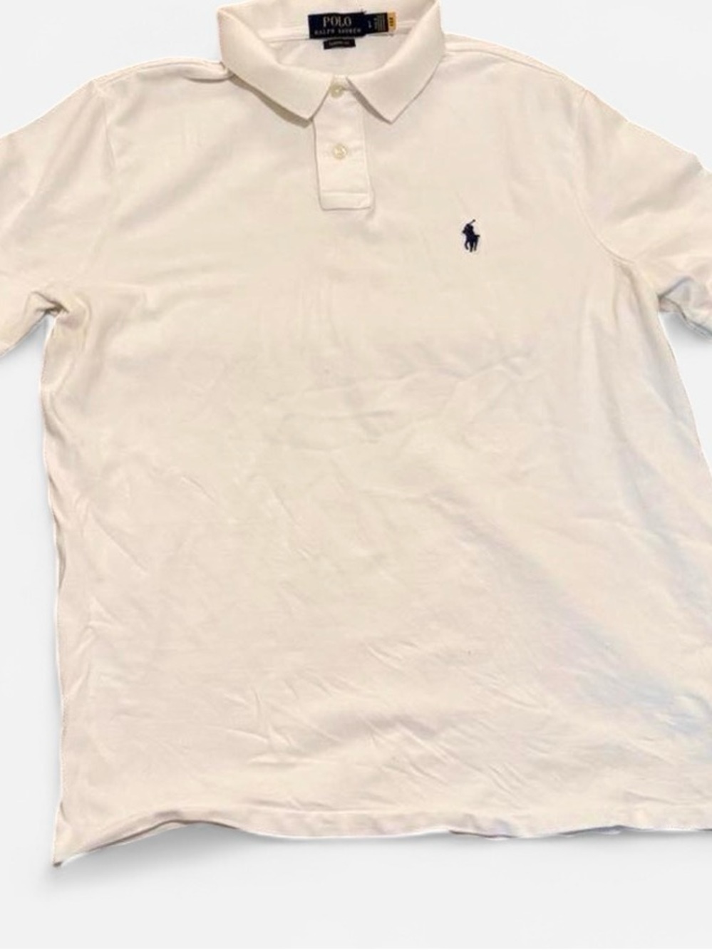 Ralph Lauren White Polo Shirt with Navy Pony Logo